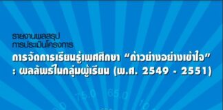 รายงานผลสรุปการประเมินโครงการ การจัดการเรียนรู้เพศศึกษา “ก้าวย่างอย่างเข้าใจ” : ผลลัพธ์ในกลุ่มผู้เรียน (พ.ศ.2549 – 2551)