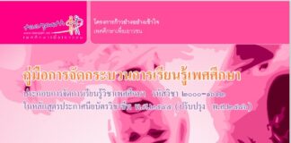 คู่มือการจัดกระบวนการเรียนรู้เพศศึกษา ประกอบการจัดการเรียนรู้วิชาเพศศึกษา รหัสวิชา ๒๐๐๐-๑๖๑๒ ในหลักสูตรประกาศนียบัตรวิชาชีพ พ.ศ.๒๕๔๕ (ปรับปรุง พ.ศ.๒๕๔๖)